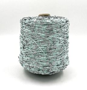 Пряжа Королевские пайетки Shine Pail, хлопок, цвет ментол с матовыми серыми пайетками